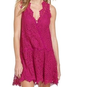 Free People hot pink lace mini